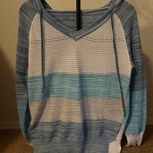 Blue and White Striped Women's Sweater